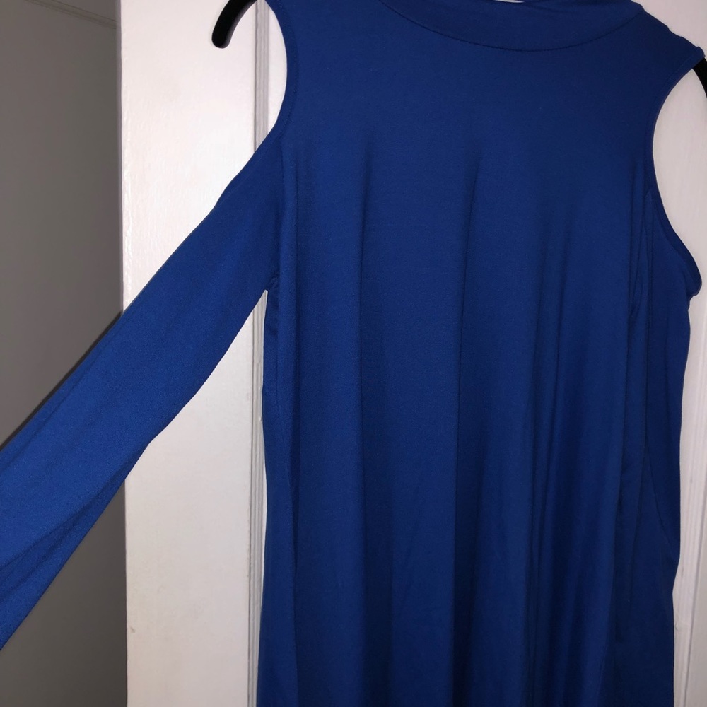 Royal blue cold shoulder dress
